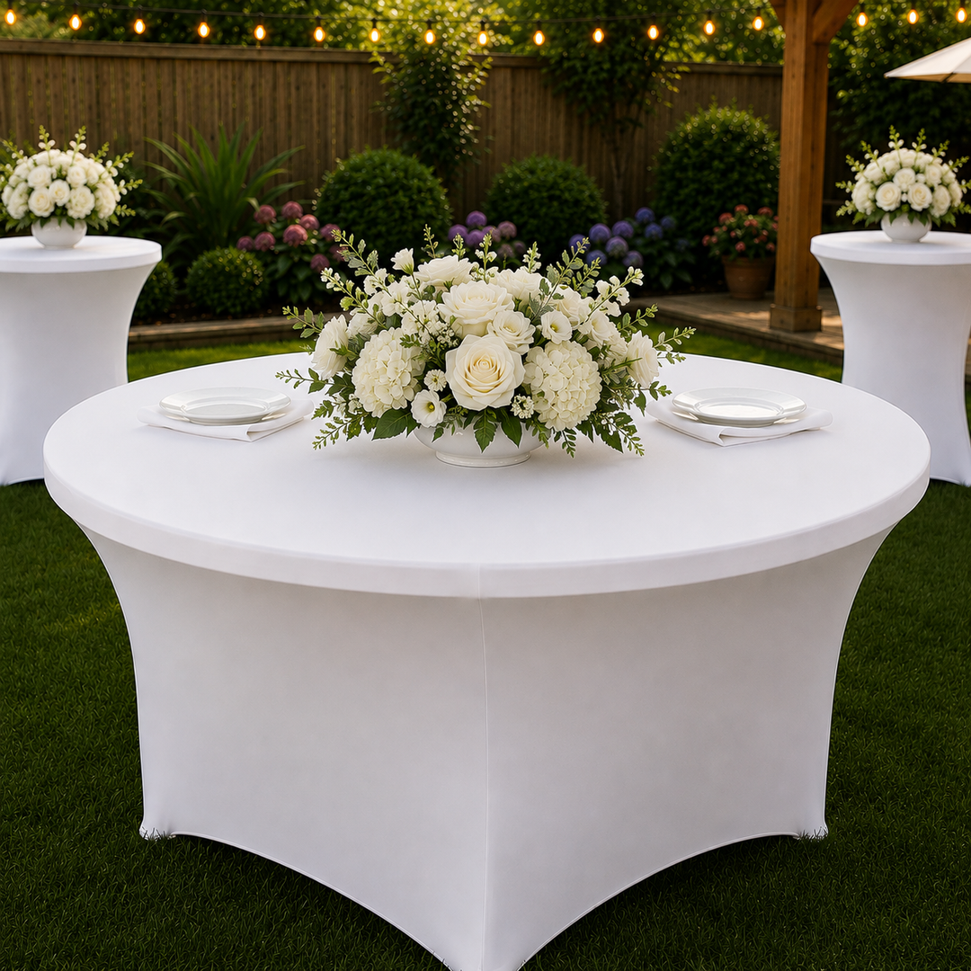 6 Ft Round Spandex Table Cover - White (1pc)