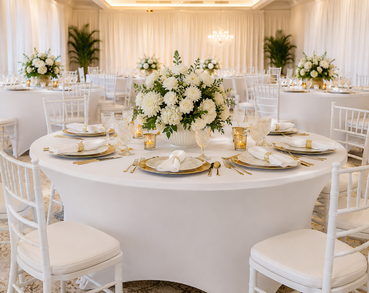 6 Ft Round Spandex Table Cover - White (1pc)