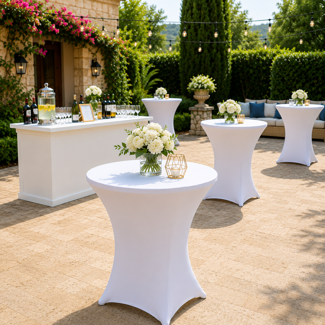 30"x42" Cocktail Spandex Table Cover - White (1pc)