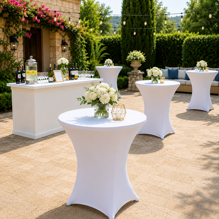30"x42" Cocktail Spandex Table Cover - White (1pc)