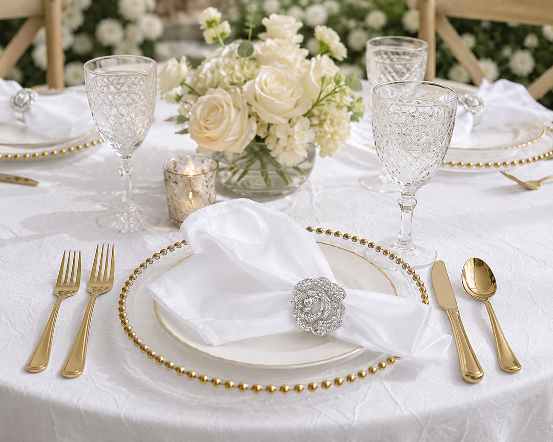 Serviettes en taffetas écrasé 20"x20" - Blanc (10pcs/pqt)