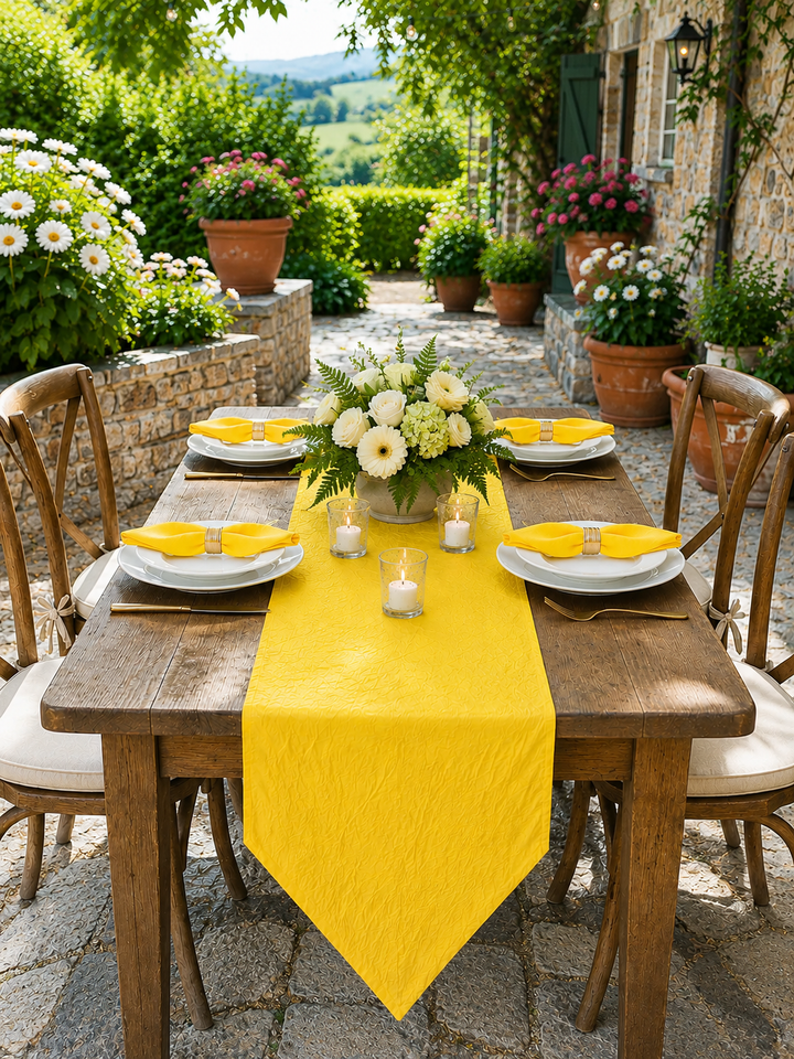 13"x108" Crushed Taffeta Table Runner - Canary Yellow (1pc)