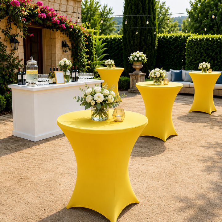 30"x42" Cocktail Spandex Table Cover - Canary Yellow (1pc)