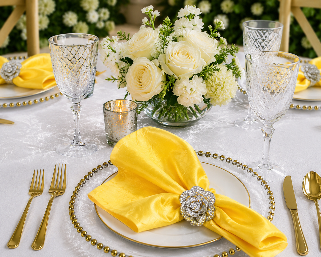 Serviettes en taffetas écrasé 20"x20" - Blanc (10pcs/pqt)