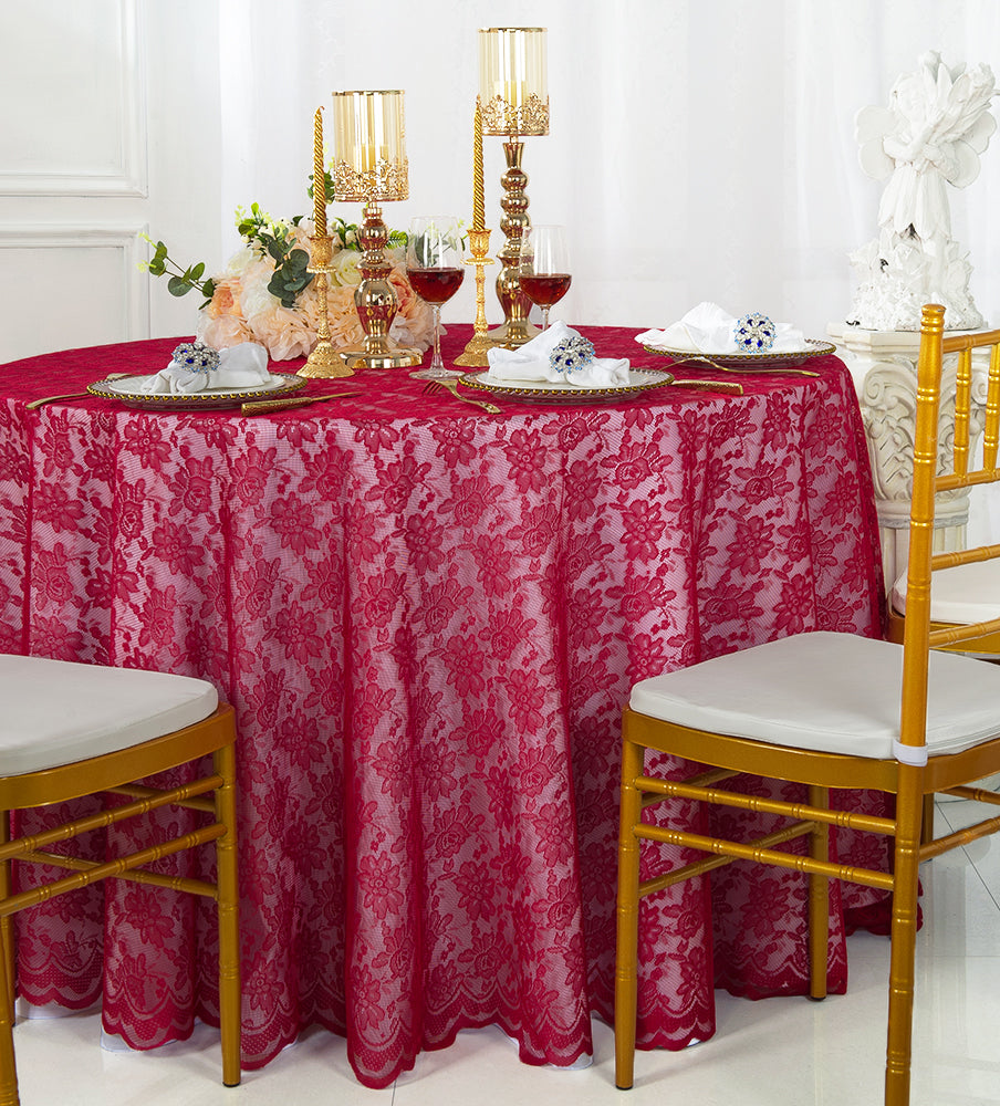 108" Round Caspari Lace Tablecloth/Table Overlay - Apple Red (1pc)