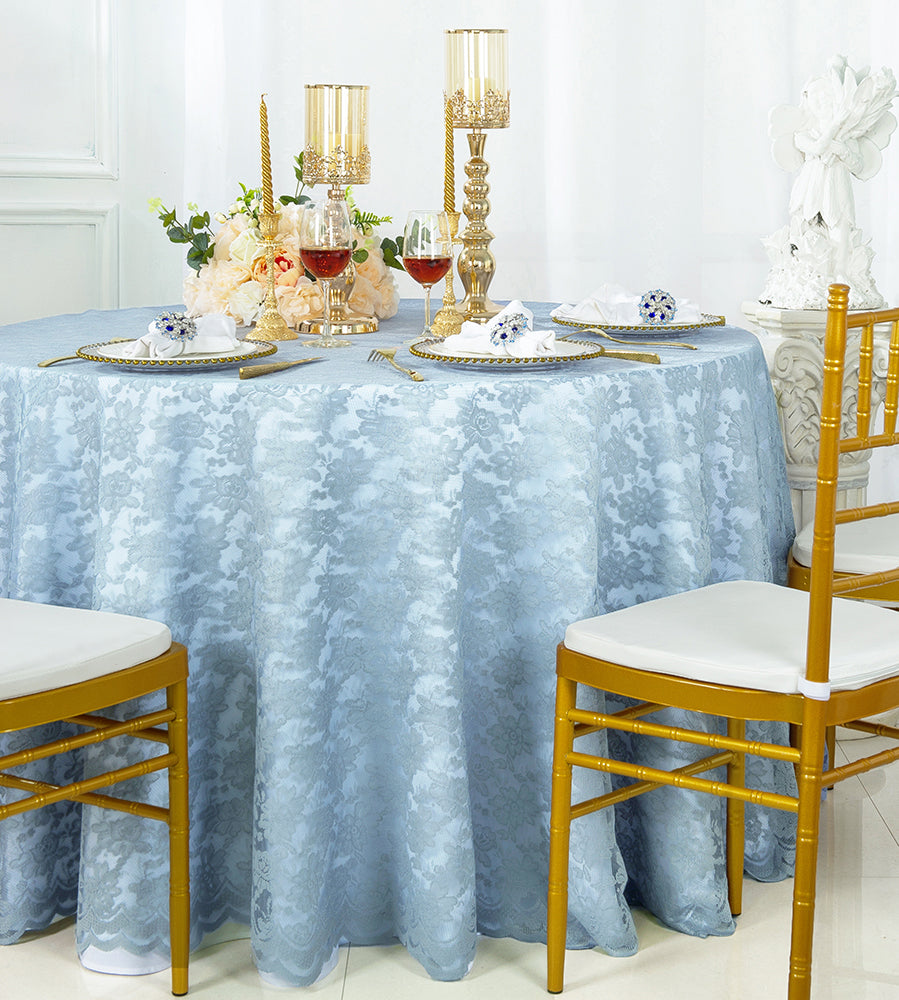 108" Round Caspari Lace Tablecloth/Table Overlay - Dusty Blue (1pc)