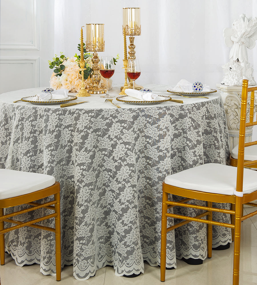 Ivory Table Overlay Ivory Lace Table Overlays Linens Toppers Round – Wedding Linens Inc.