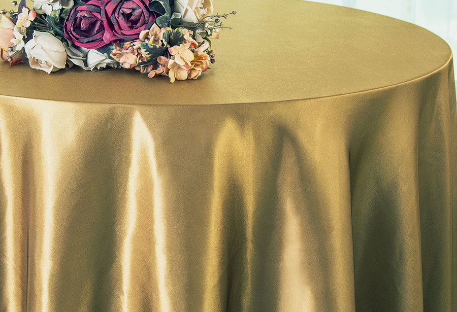 90" Seamless Round Satin Tablecloth - Antique Gold (1pc)