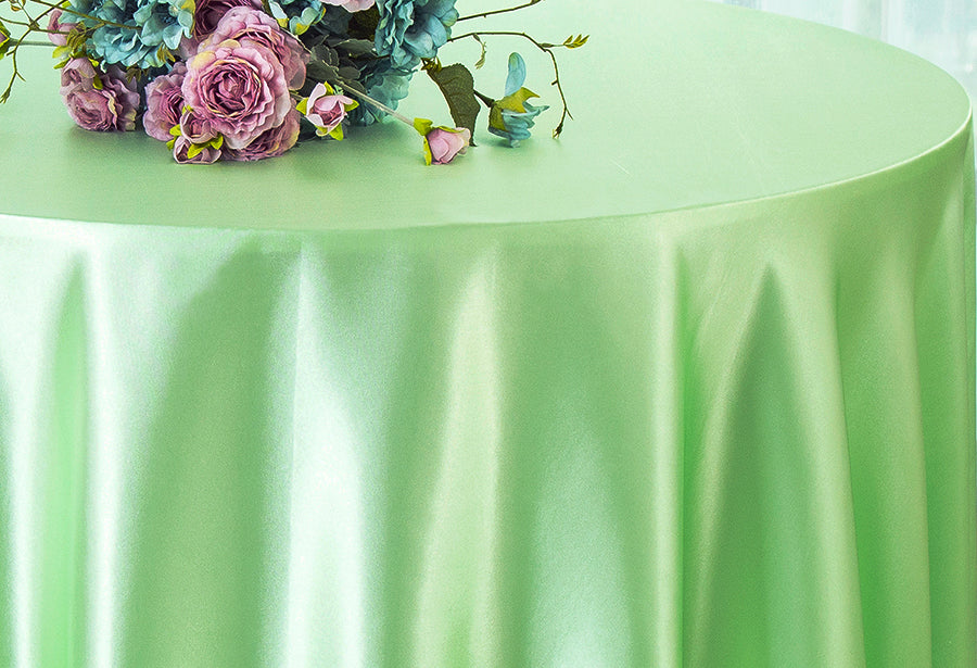 108" Seamless Round Satin Tablecloth - Mint Green (1pc)