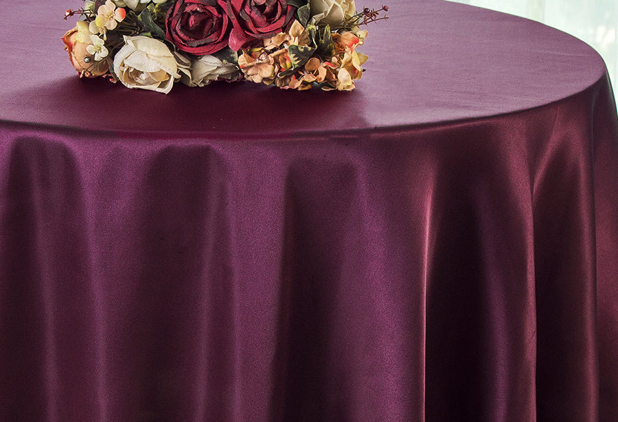 Nappe ronde en satin 108" - Prune (1pc)