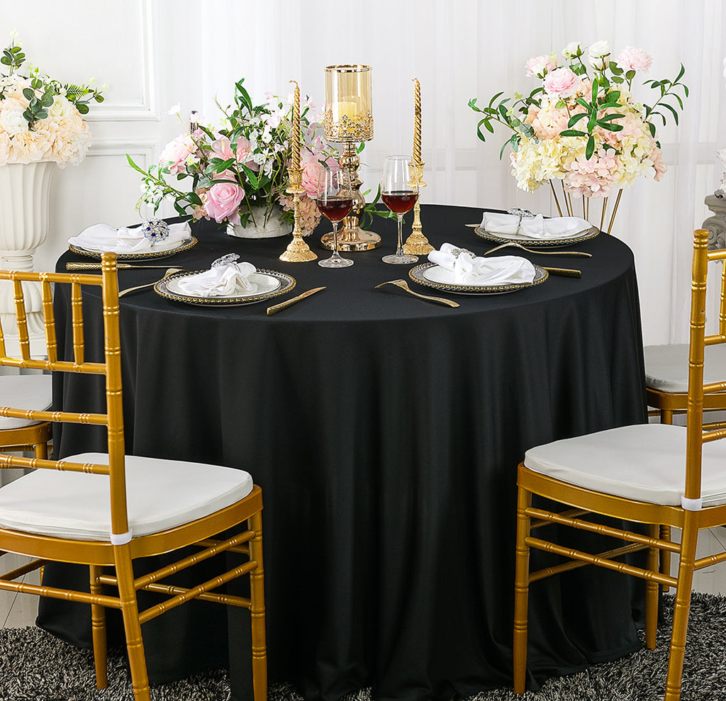 Custom Made 108 inches Round Black Burlap Tablecloth with offers ruffle on the bottom