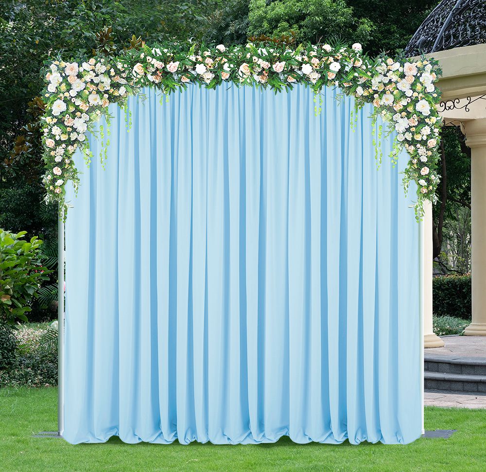 12 ft x 10 ft Scuba (Wrinkle-Free) (220 GSM) Event Backdrop Curtain Drape Panel - Baby Blue (1pc)