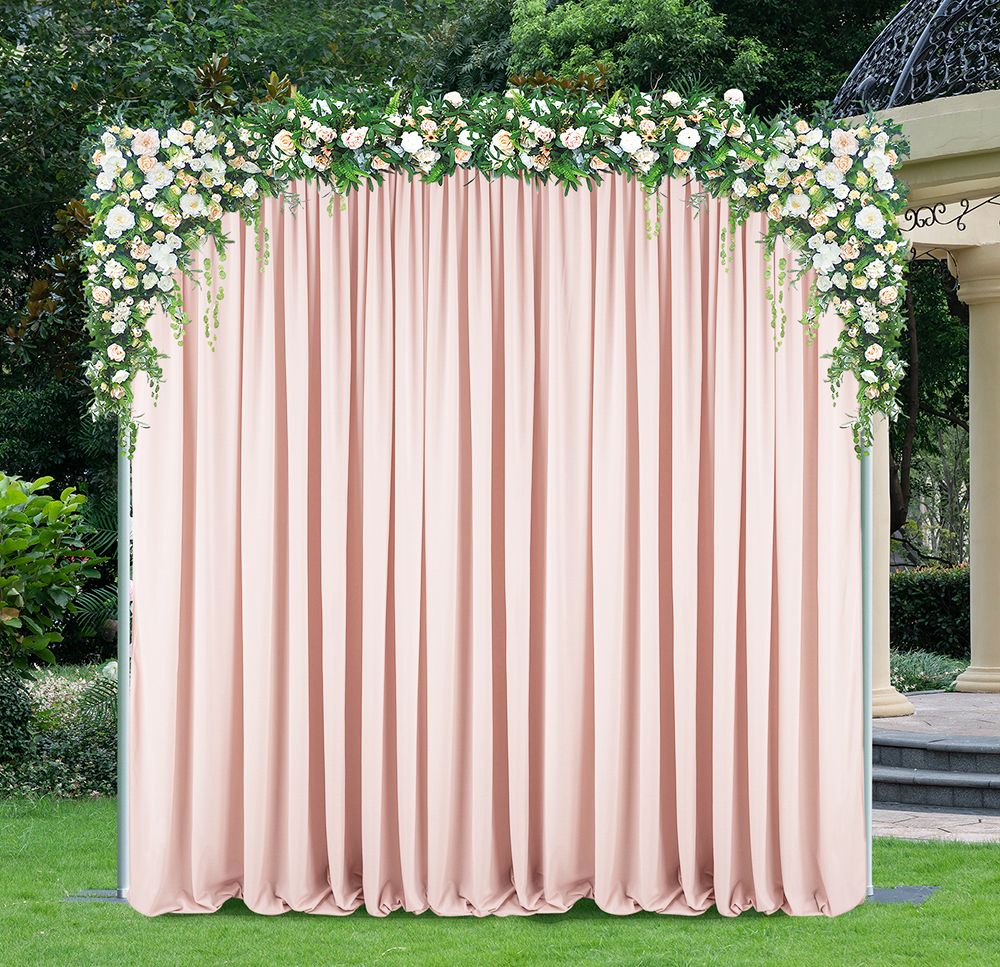 12 ft x 10 ft Scuba (Wrinkle-Free) (220 GSM) Event Backdrop Curtain Drape Panel - Blush Pink/Rose Gold (1pc)