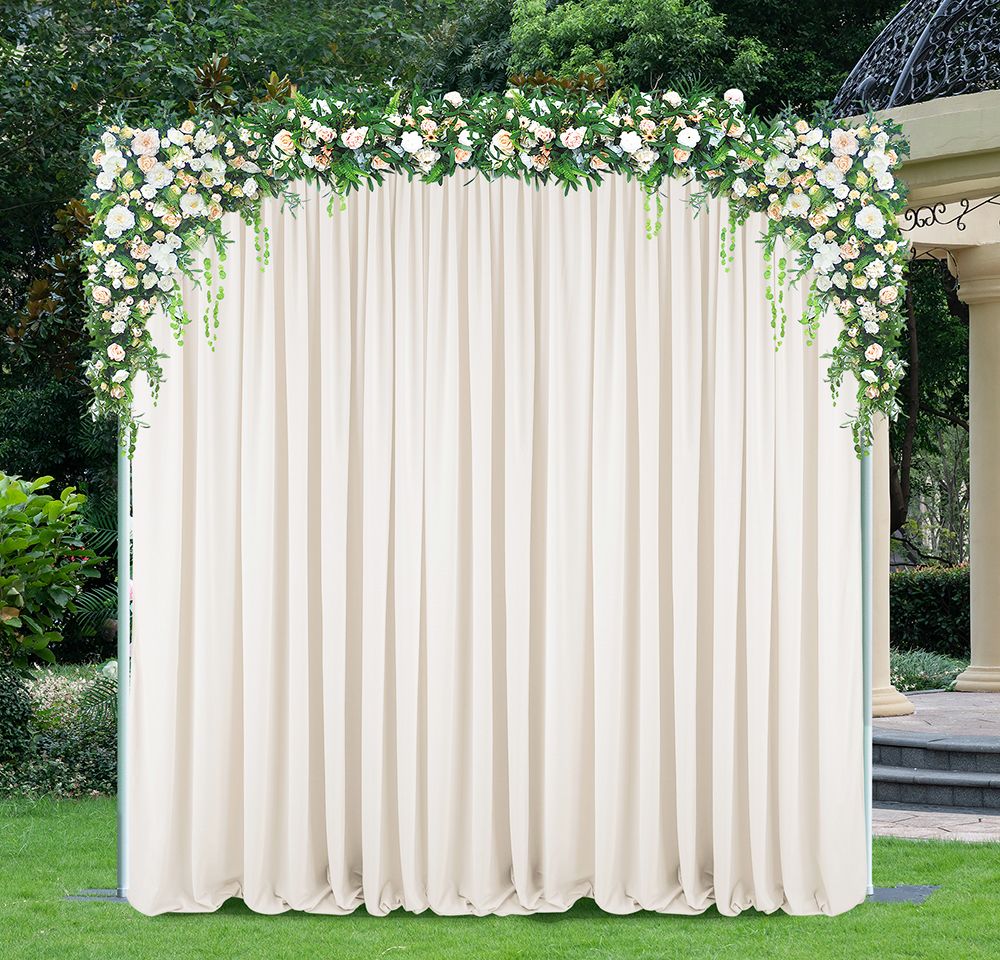 10 ft x 10 ft Scuba (Wrinkle-Free) (220 GSM) Event Backdrop Curtain Drape Panel - Ivory (1pc)