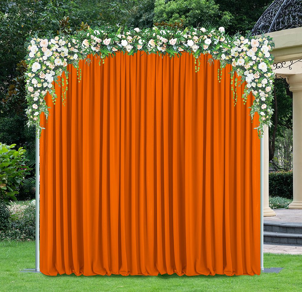 12 ft x 10 ft Scuba (Wrinkle-Free) (220 GSM) Event Backdrop Curtain Drape Panel - Orange (1pc)