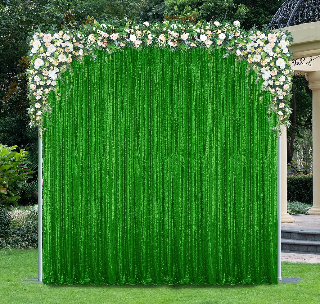 12 ft x 52" Sequin Glitz Net Event Backdrop Curtain Drape Panel - Emerald Green (1pc)