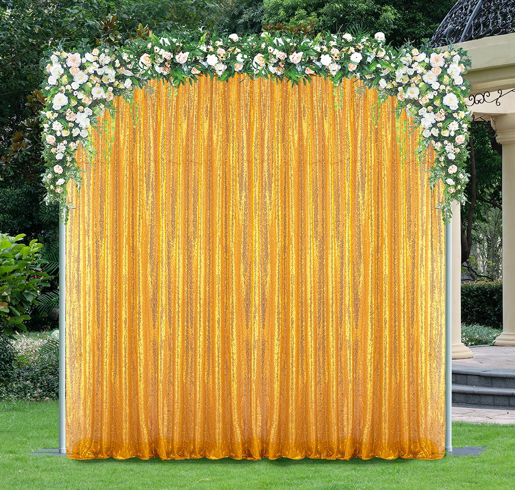 10 ft x 52" Sequin Glitz Net Event Backdrop Curtain Drape Panel - Gold (1pc)