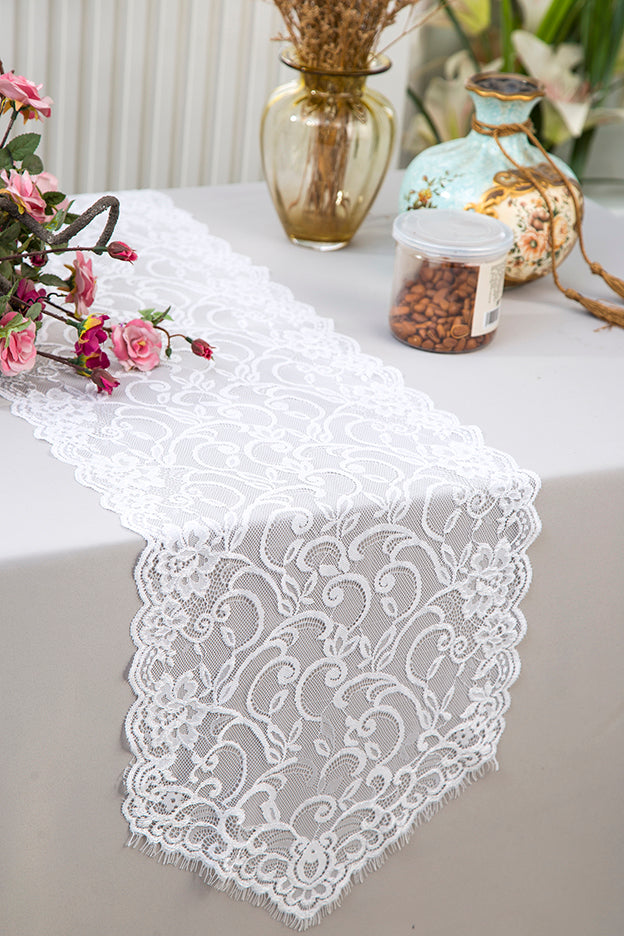 12"x108" Chantilly Lace Table Runner - White (1pc)