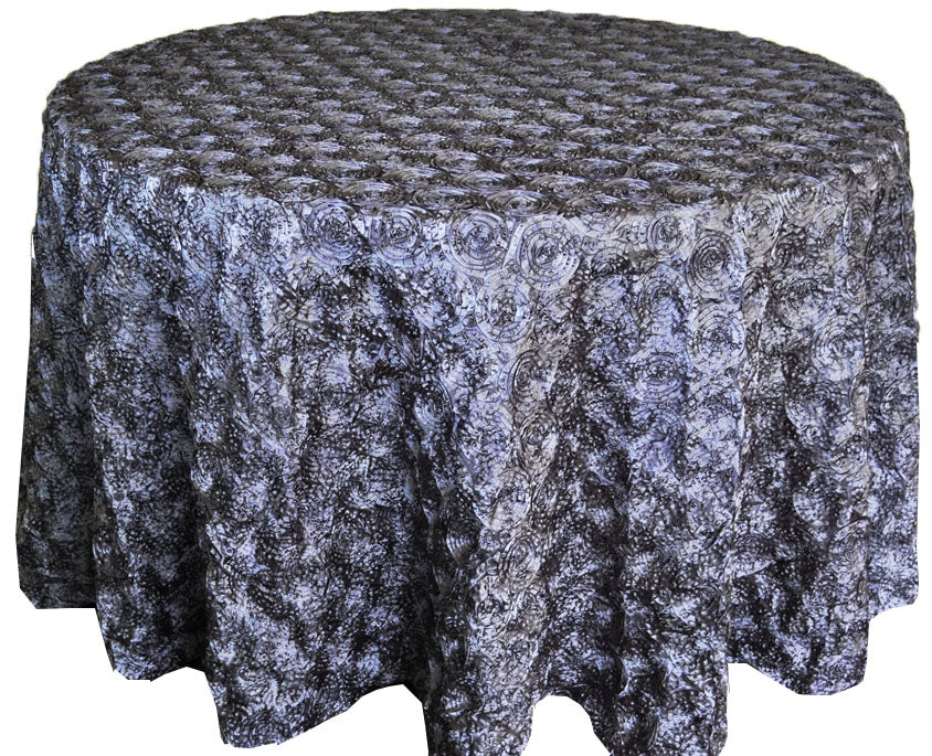 Nappe ronde en satin avec rosace de 120 po - Étain/Anthracite (1 pièce)