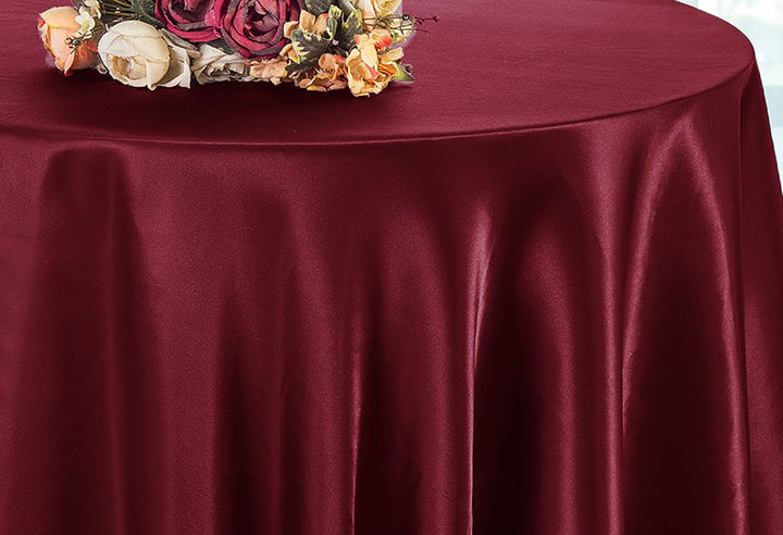 120" Seamless Round Satin Tablecloth - Burgundy (1pc)
