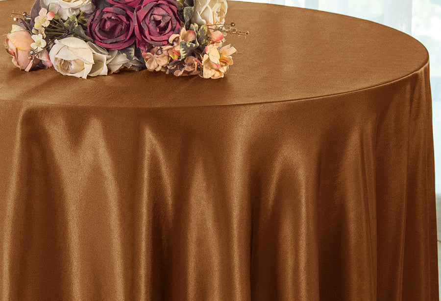 90" Seamless Round Satin Tablecloth - Copper (1pc)