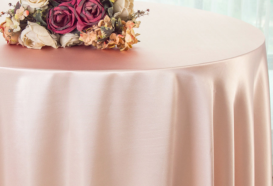 90" Seamless Round Satin Tablecloth - Blush Pink/Rose Gold (1pc)