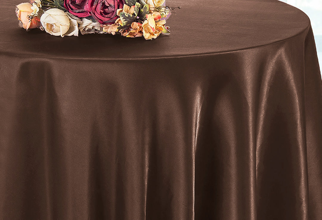 Nappe ronde en satin 120" - Chocolat (1pc)