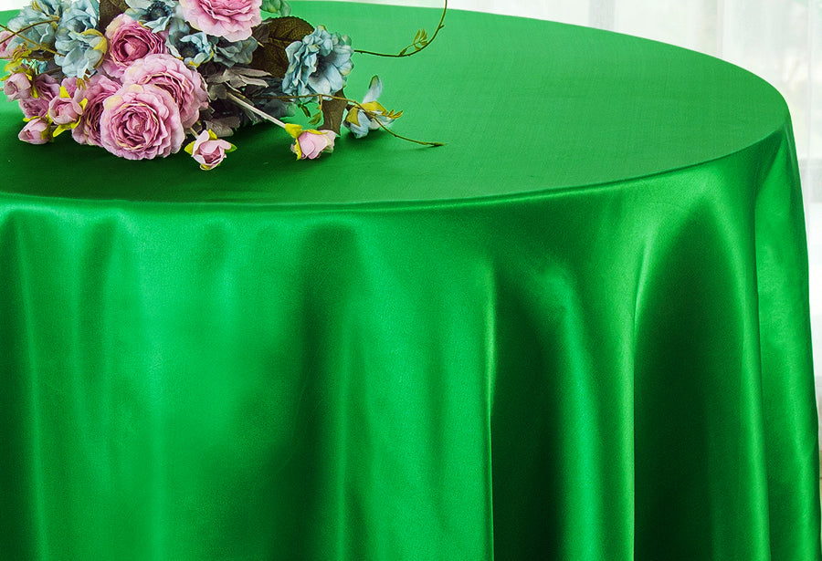 108" Seamless Round Satin Tablecloth - Emerald Green (1pc)