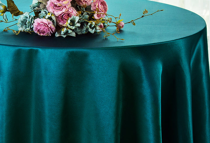 Nappe ronde en satin 120" - Paon (1pc)
