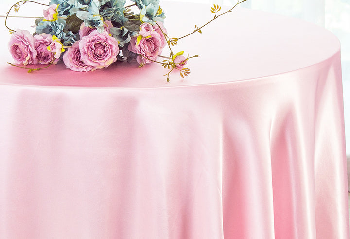 Nappe ronde en satin 120" - Rose (1pc)