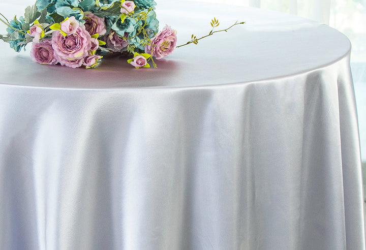 120" Seamless Round Satin Tablecloth - Platinum/Light Silver (1pc)