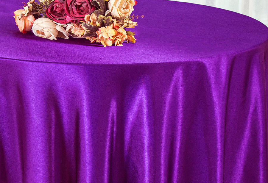 120" Seamless Round Satin Tablecloth - Purple (1pc)