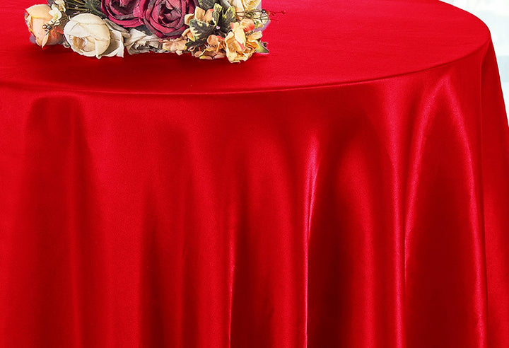 Nappe ronde en satin 120" - Rouge (1pc)
