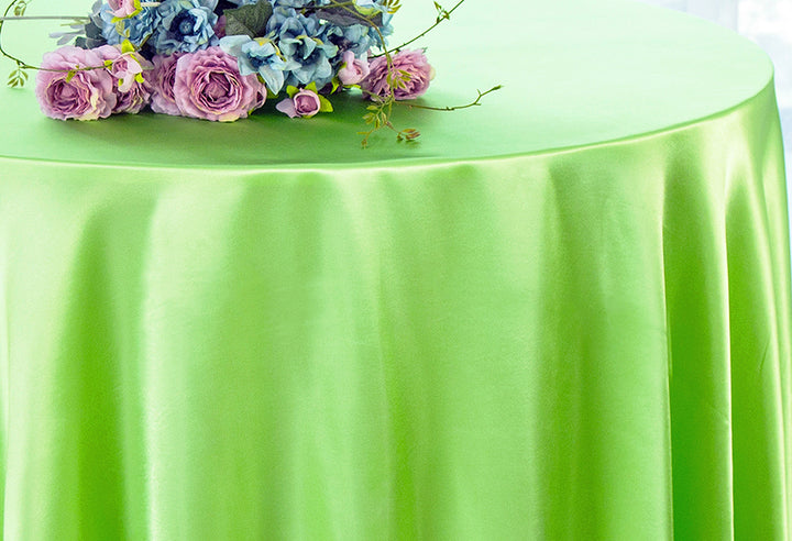 120" Seamless Round Heavy Duty Satin Tablecloth - Apple Green (1pc)