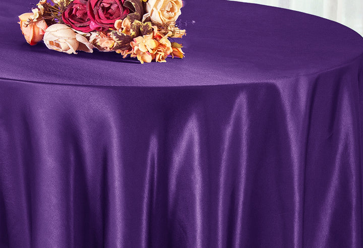 Nappe ronde en satin 120" - Aubergine (1pc)