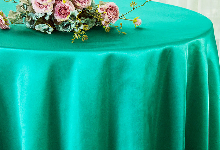 120" Seamless Round Heavy Duty Satin Tablecloth - Jade (1pc)