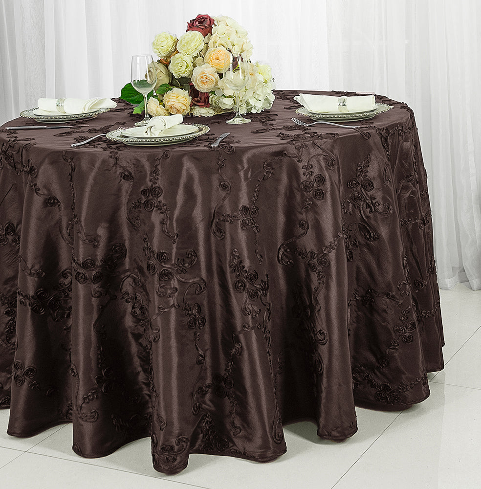 120" Seamless Round Ribbon Taffeta Tablecloth - Chocolate (1pc)