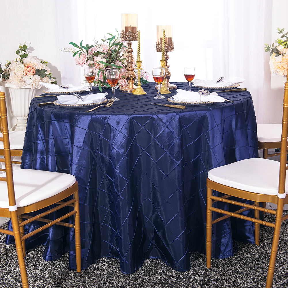 Wedding Linens Inc. 90" Round Pintuck Taffeta Overlay / Tablecloth – Polyester