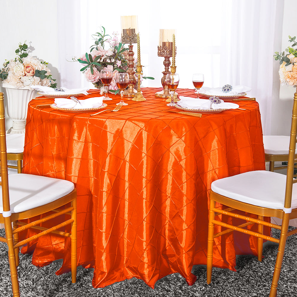 Nappe ronde en taffetas plissé sans couture de 120 po - Orange (1 pièce)