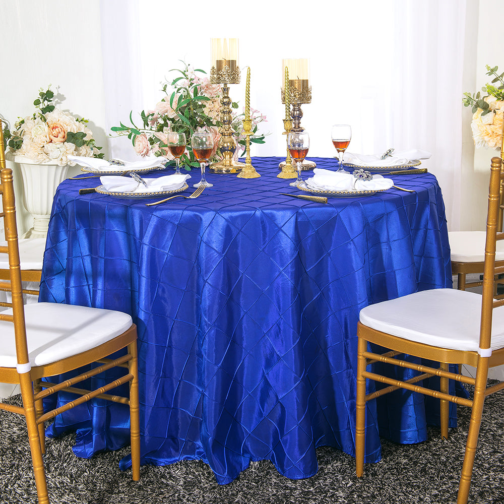 90" Seamless Round Pintuck Taffeta Tablecloth - Royal Blue (1pc)