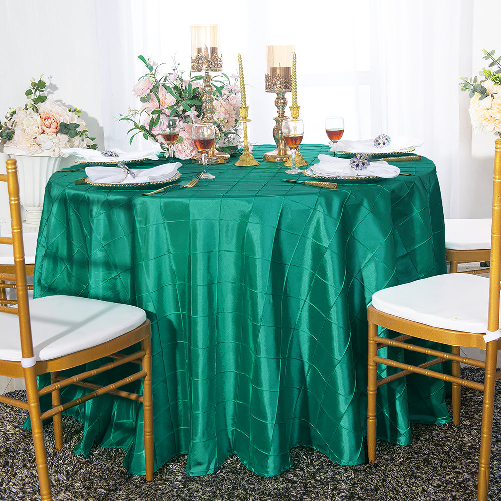 132" Round Pintuck Taffeta Tablecloth - Jade (1pc)