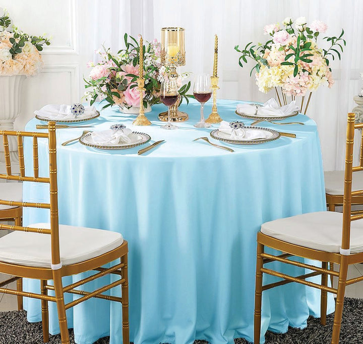 120" Seamless Round Scuba (Wrinkle-Free) (220 GSM) Tablecloth - Baby Blue (1pc)