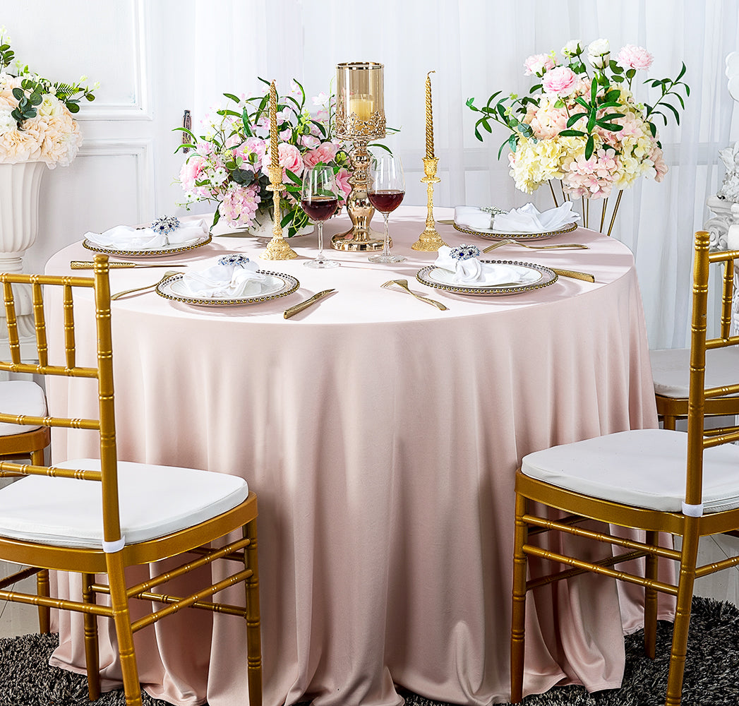 120" Seamless Round Scuba (Wrinkle-Free) (220 GSM) Tablecloth - Blush Pink/Rose Gold (1pc)
