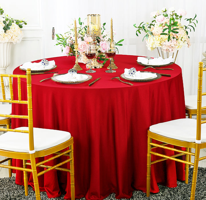 120" Seamless Round Scuba (Wrinkle-Free) (220 GSM) Tablecloth - Red (1pc)