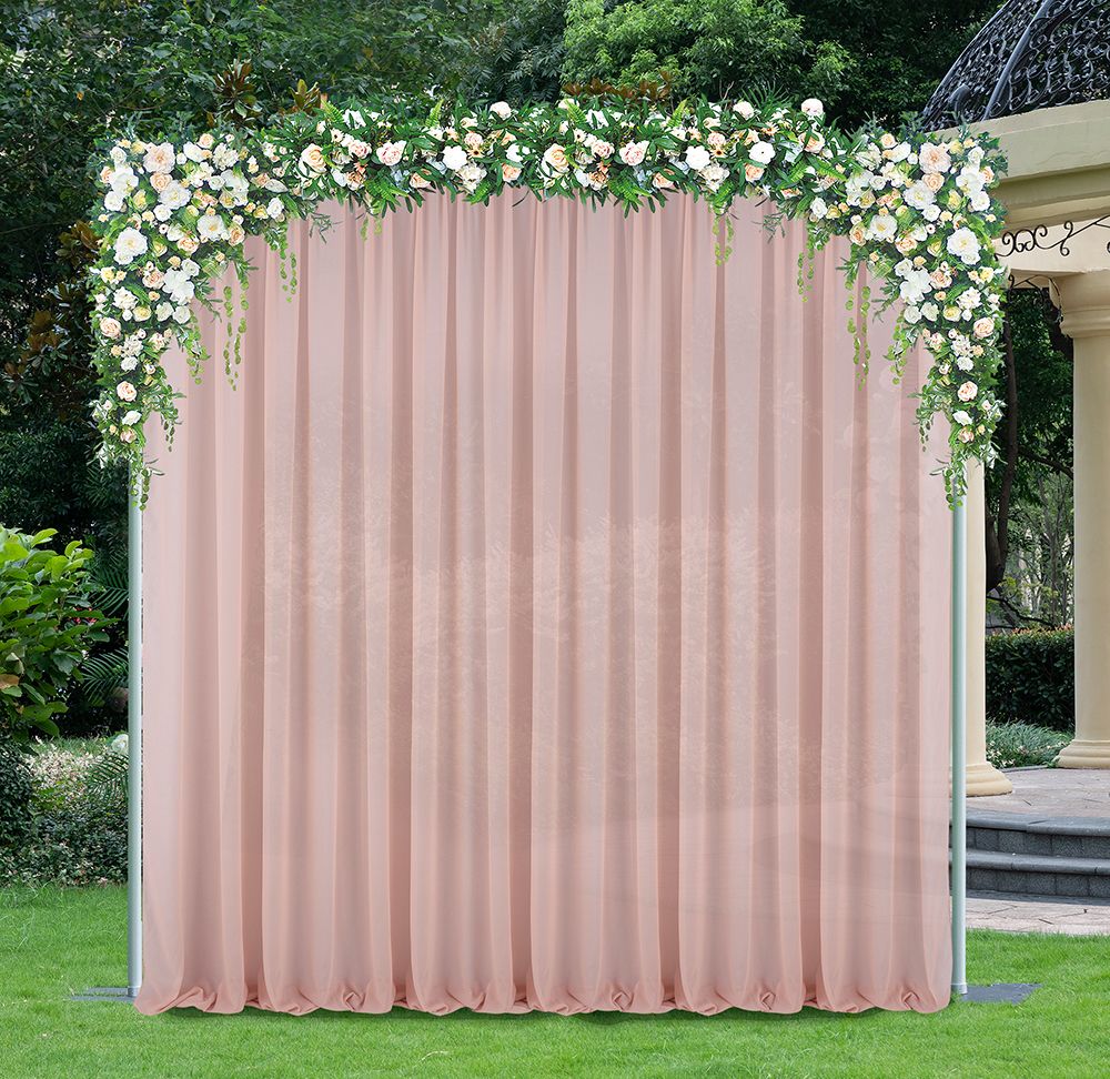 12 ft x 58" Chiffon Event Backdrop Curtain Drape Panel - Blush Pink/Rose Gold (1pc)