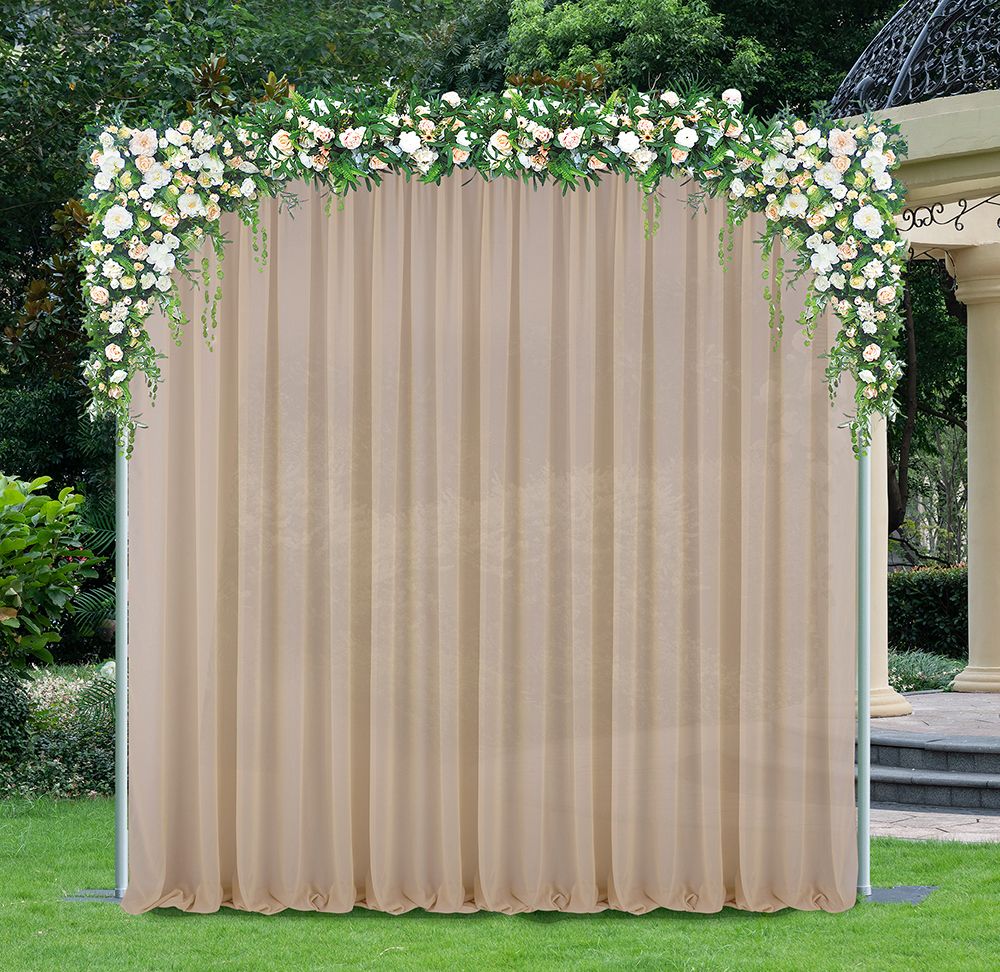 10 ft x 58" Chiffon Event Backdrop Curtain Drape Panel - Champagne (1pc)