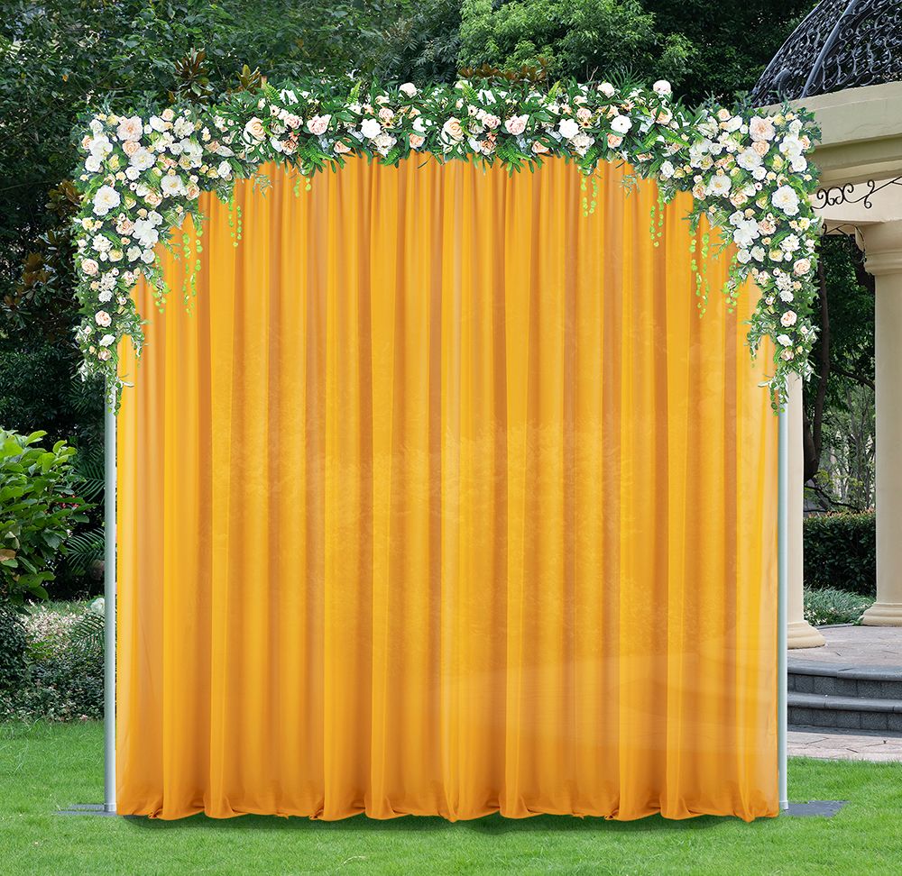 12 ft x 58" Chiffon Event Backdrop Curtain Drape Panel - Gold (1pc)