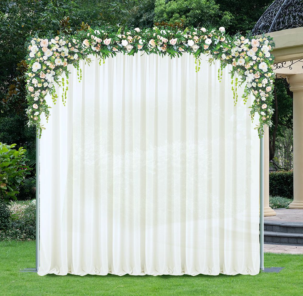 12 ft x 58" Chiffon Event Backdrop Curtain Drape Panel - Ivory (1pc)