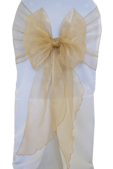 12"x116" Angle End Organza Chair Sashes - Champagne (10pcs/pk)