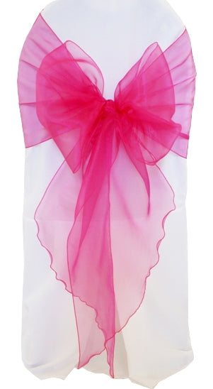 12"x116" Angle End Organza Chair Sashes - Fuchsia (10pcs/pk)